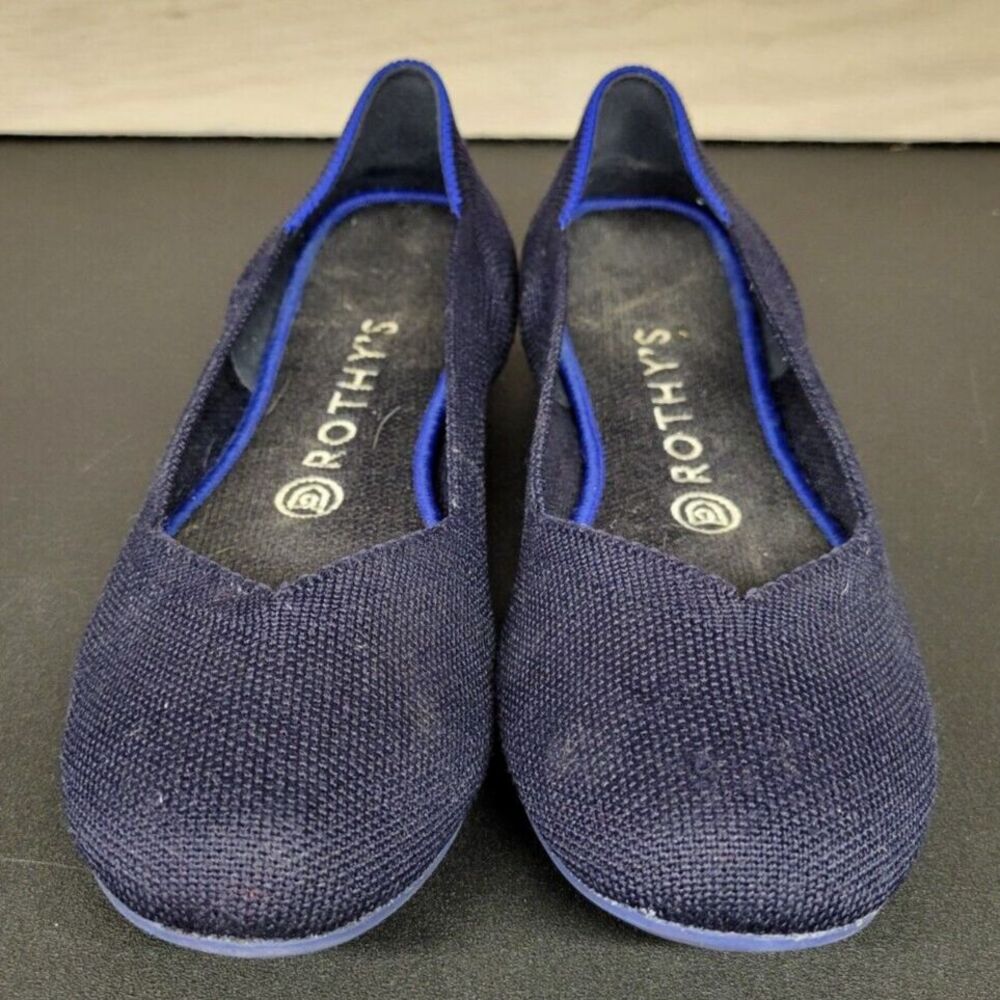 Rothys Women's SZ 8 The Flat Shoes Blue Knit Mesh Round Toe Ballet Flats